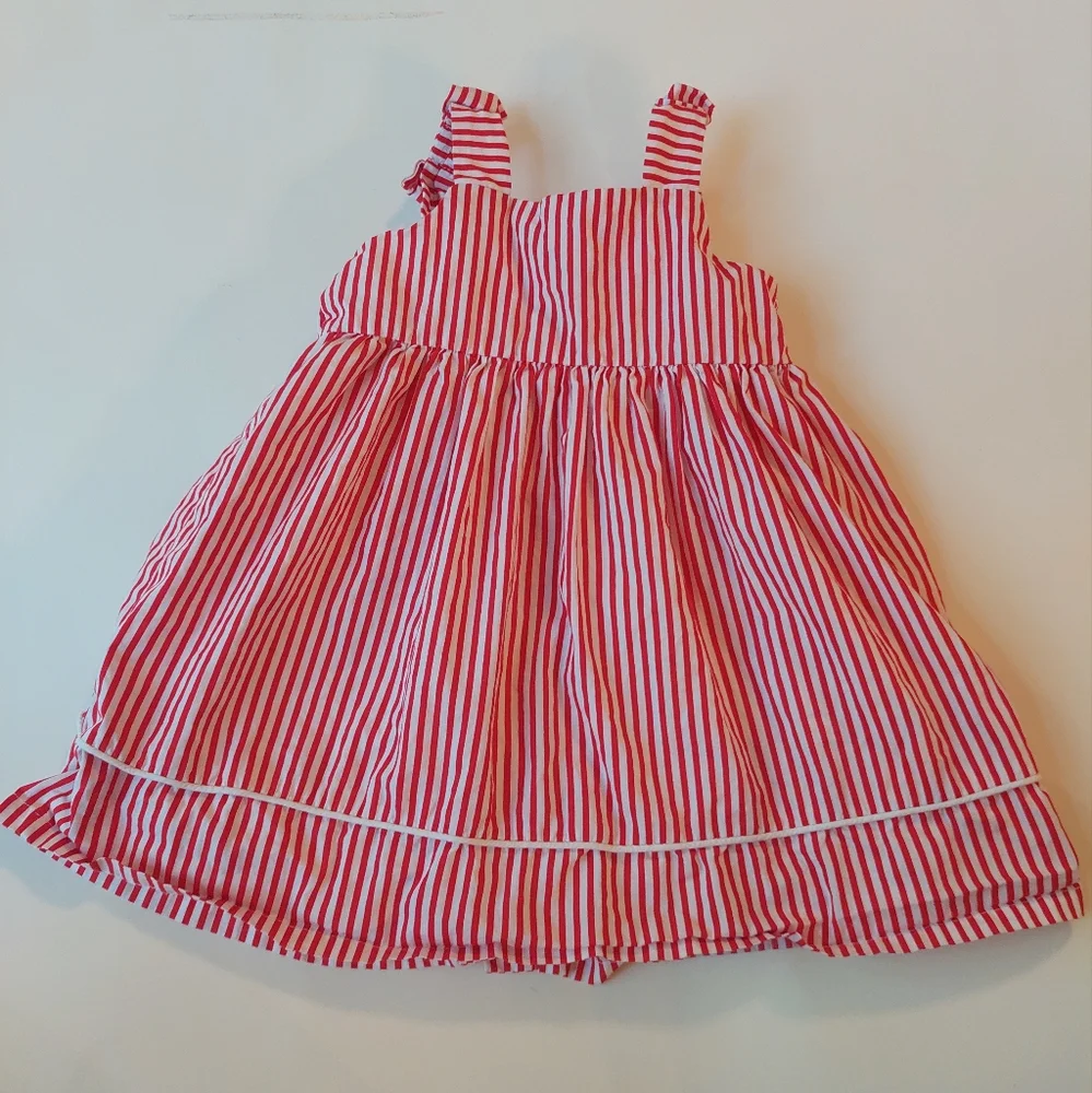 Gymboree Red & White Striped Baby Girl Dress 12–18M Summer Cotton Cute